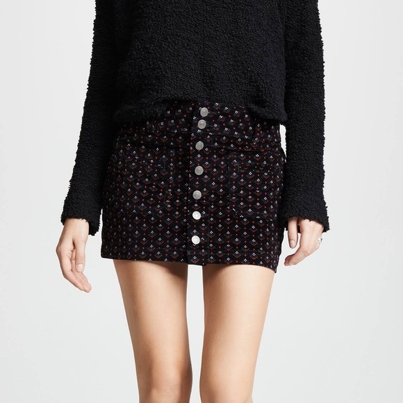 WE THE FREE‎ Joanie Cord Mini Skirt in Black Combo - Picture 1 of 8